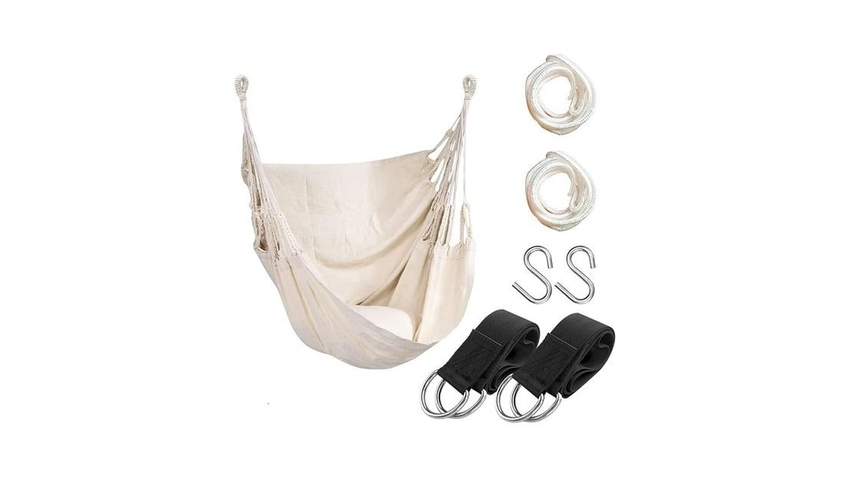 Hammock Chair Hanging Rope Swing Seat For Indoor Outdoor, Sturdy