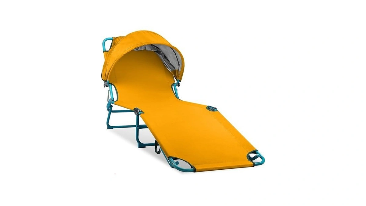 Colorsoul Tanning Chair With Sun Canopy,adjustable 4-position Beach Lounge Chair
