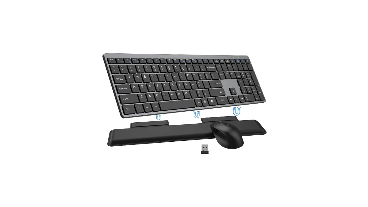 Wireless Keyboard And Mouse Combo, Full Size Silent Ultra Thin