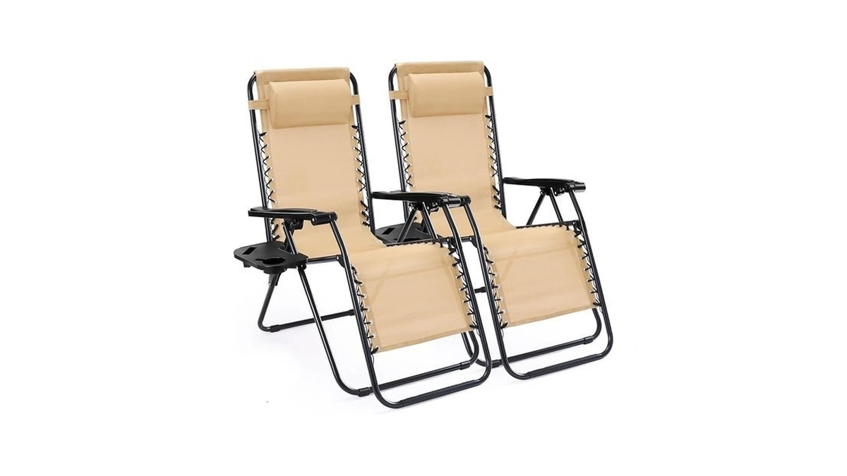 Sweetcrispy Zero Gravity Chairs, Set Of 2 Portable Recliner Beach