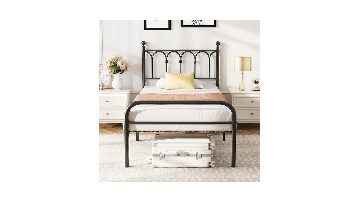 Dumos Twin Bed Frame Metal Platform With 11.9" Under-bed Storage,