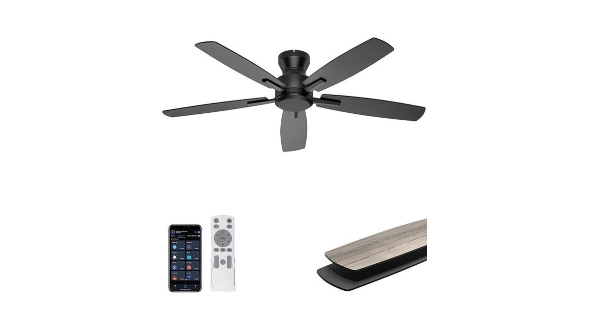 Ohniyou 52 Inch Ceiling Fan No Light, Low Profile Ceiling