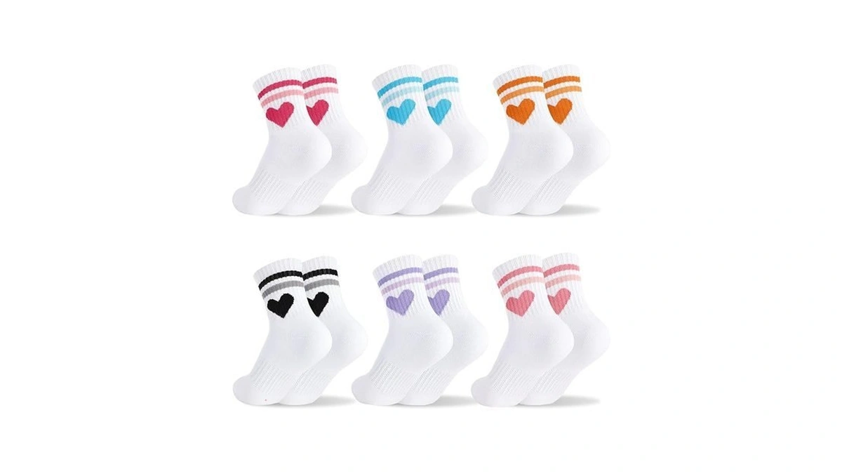 Scenicamp 6 Pack Kids Athletic Crew Socks 6-9 Years White