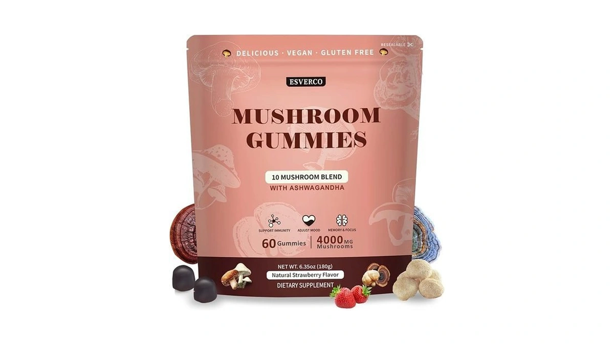 Lions Mane Mushroom Gummies With Ashwagandha, 4000mg 10-mushroom Complex &