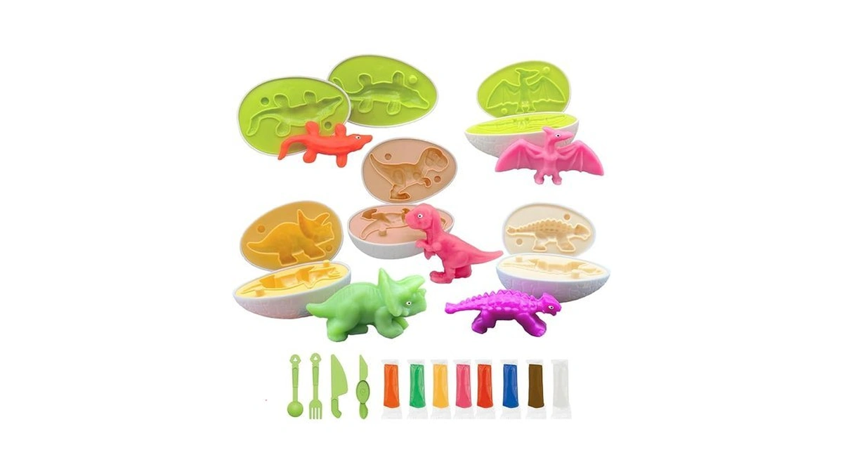 Yositochuan Dinosaur Eggs Dough Play Set, Dino Clay Molds For