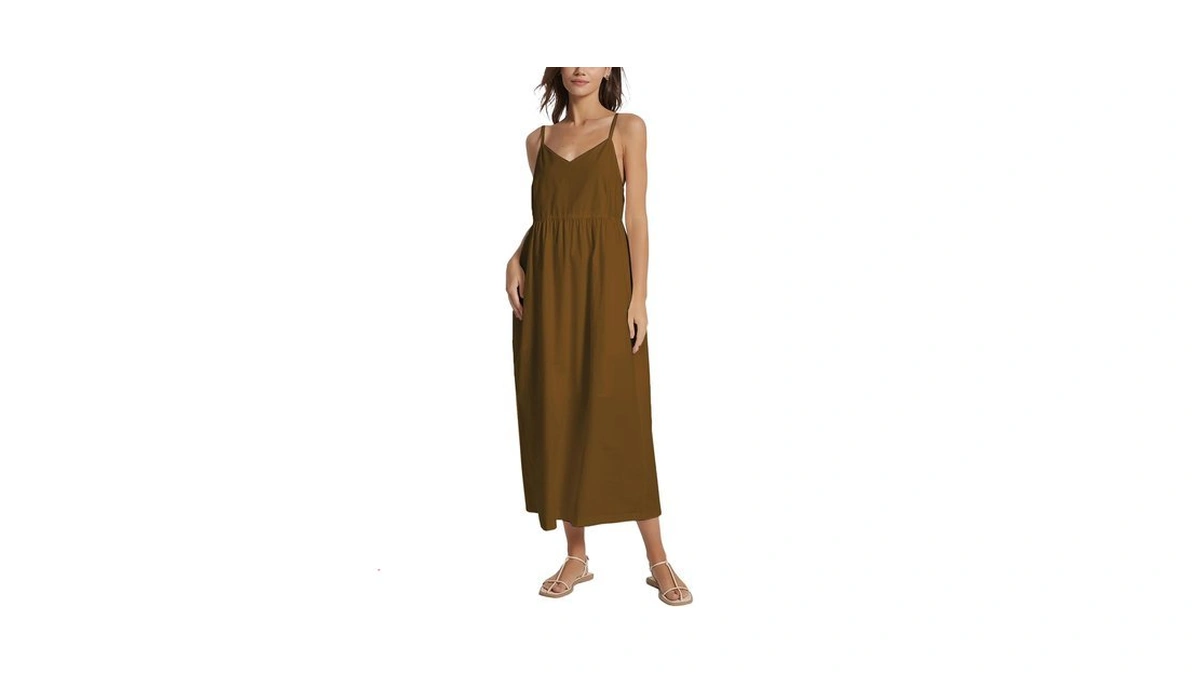 Yexpine Spaghetti Strap Maxi Dress For Women Sleeveless V Neck