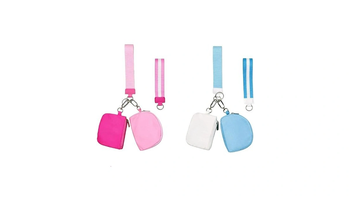 Mini Dual Pouch Wristlet Wallet For Women–zip Around Wristlet Keychain