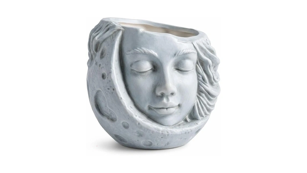 Nebula Colors Fun & Unique Moon Face Hanging Planter Quirky