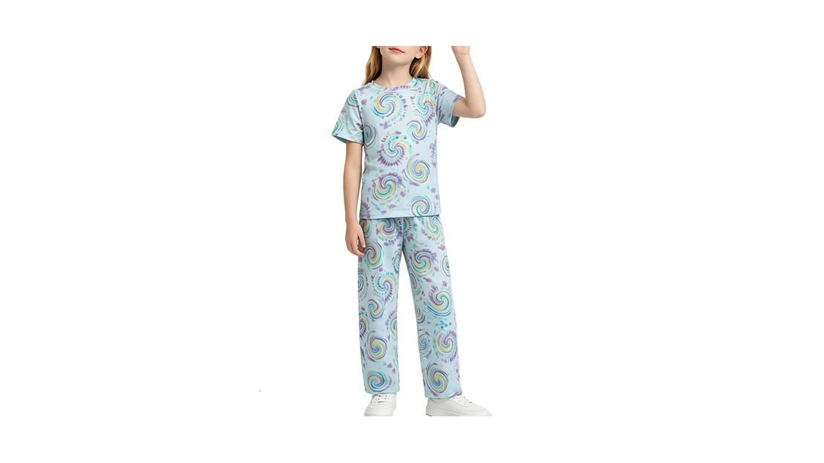 Luckyli Girls Summer Outfits Rainbow Spiral Tie Dye Style Short