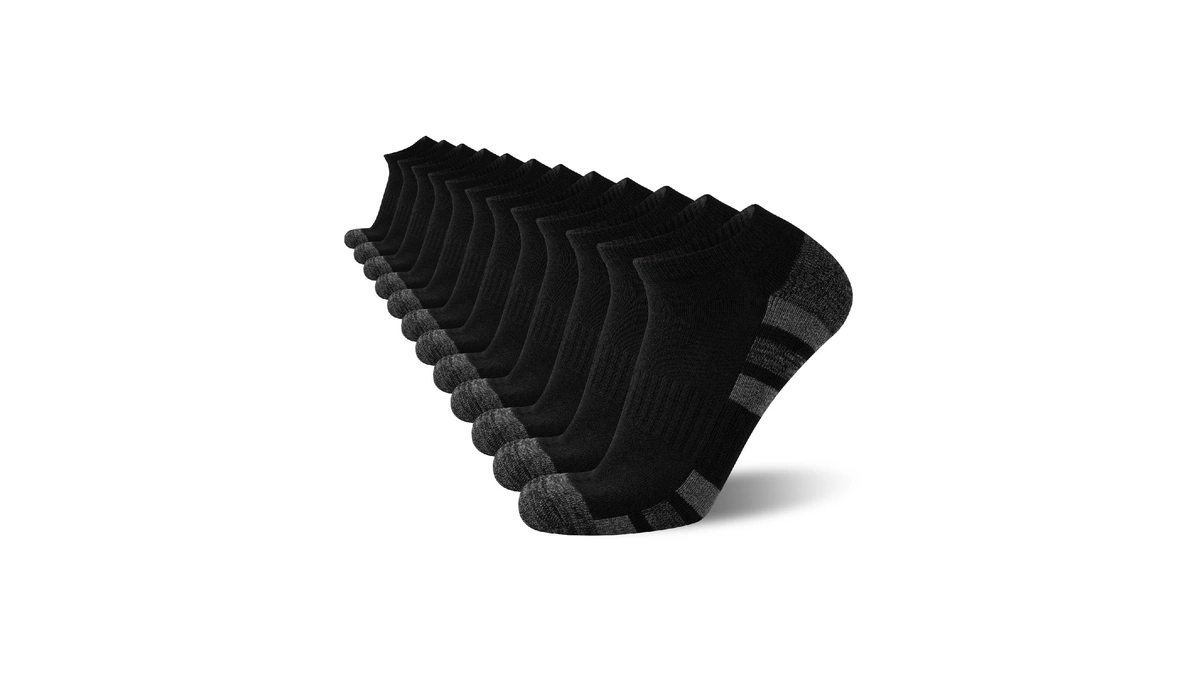 Coovan 12 Pack Mens Ankle Socks Low Cut Cushioned Comfort