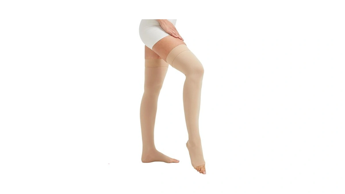 Nurcom 15-20 Mmhg Medical Compression Stockings With Dot Silicone Band,