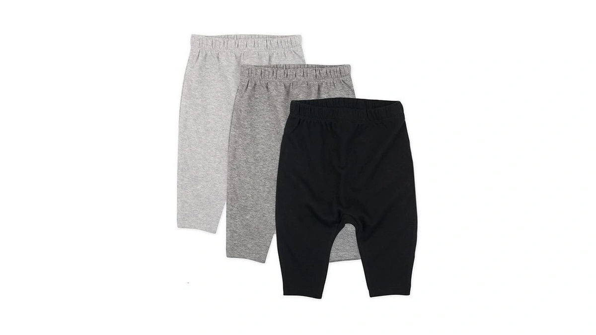Honestbaby Boys Organic Cotton Cuff-less Harem Pants Multipack, 3-pack Gray