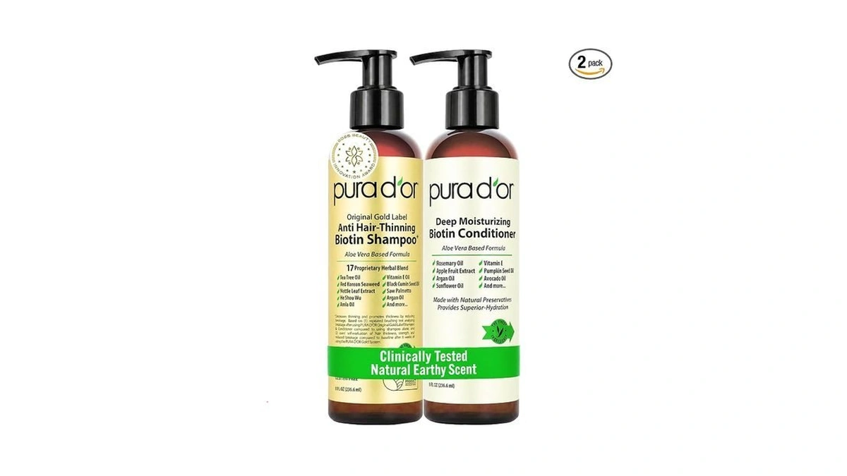Pura D'or Anti-thinning Biotin Shampoo & Hair Regrowth Conditioner, Clinically