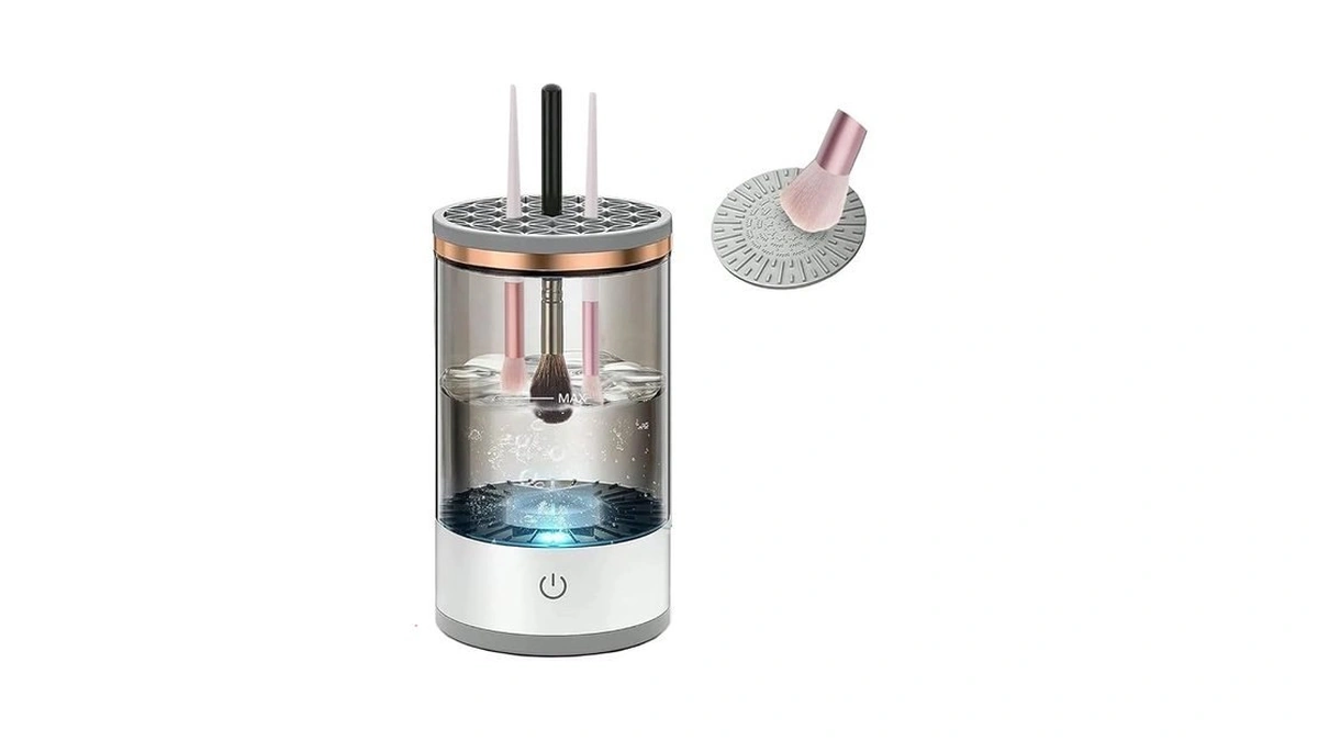 Electric Makeup Brush Cleaner Machine With Makeup Brush Cleaning Mat,