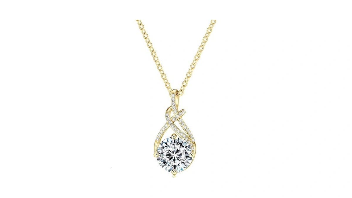 Timefashion 2ct Infinity Moissanite Pendant Necklace For Women (gold)