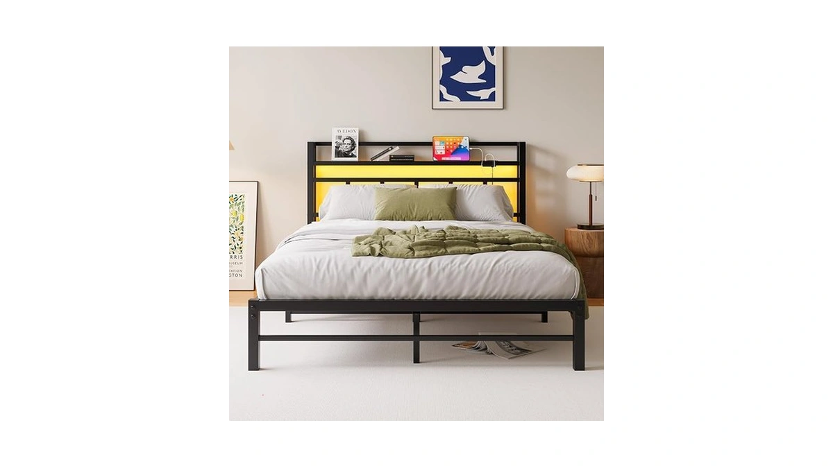 Maliacife Full Size Bed Frame With Usb Charging Station, Led