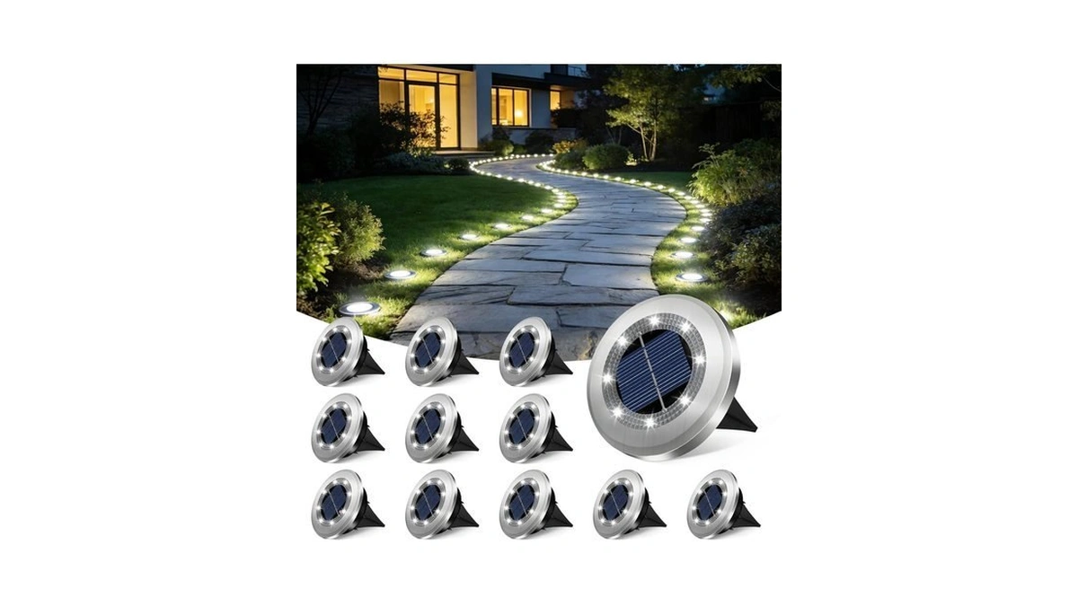 Szpower 2.8 Inch Mini Solar Ground Lights 12 Pack, Solar
