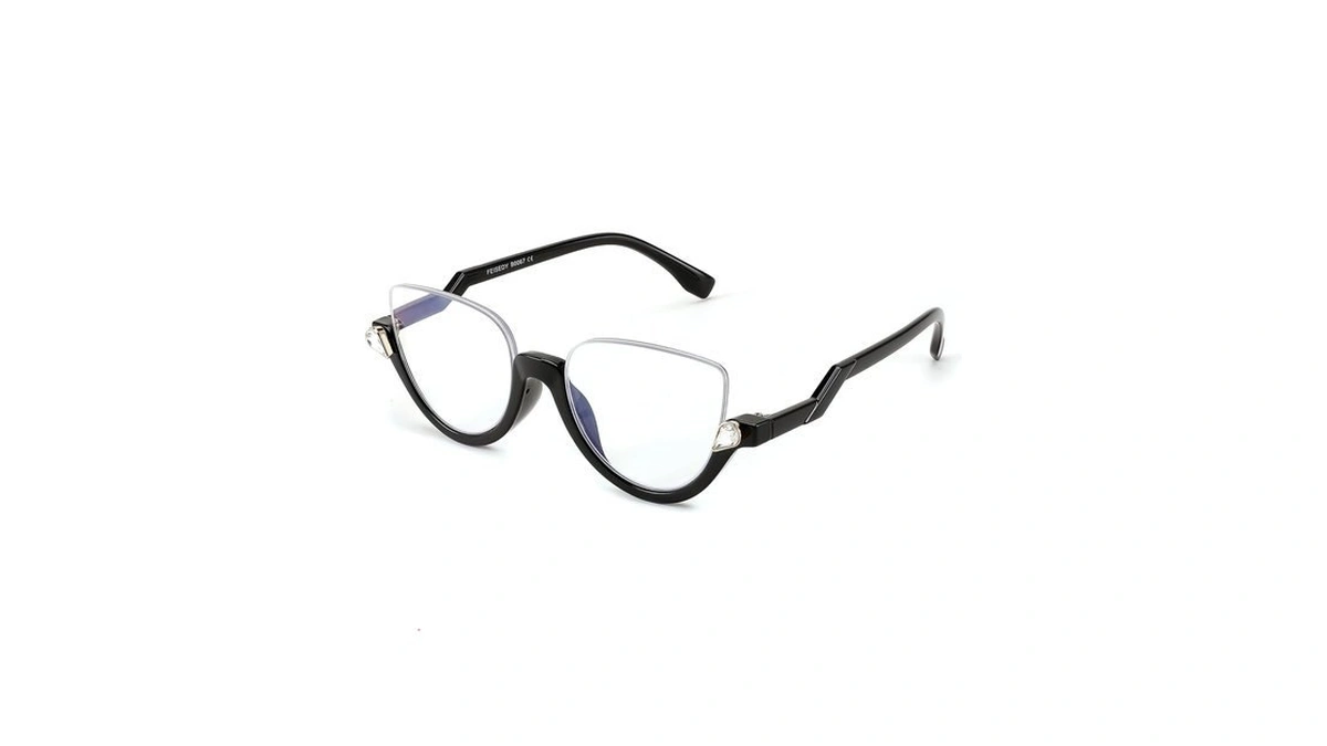 Feisedy Reading Glasses For Women Fashion Half Frame Cat Eye