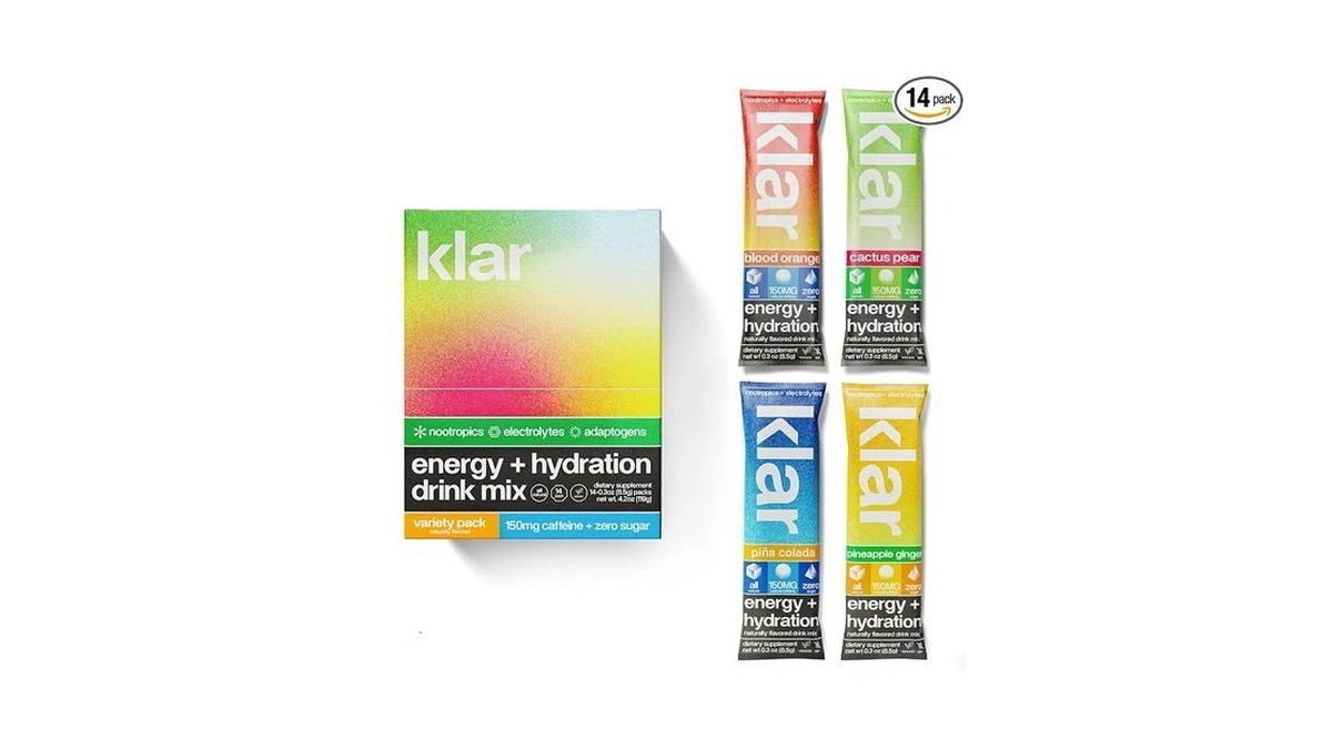 Klar Energy + Hydration Drink Mix. Sugar Free Electrolyte Powder,