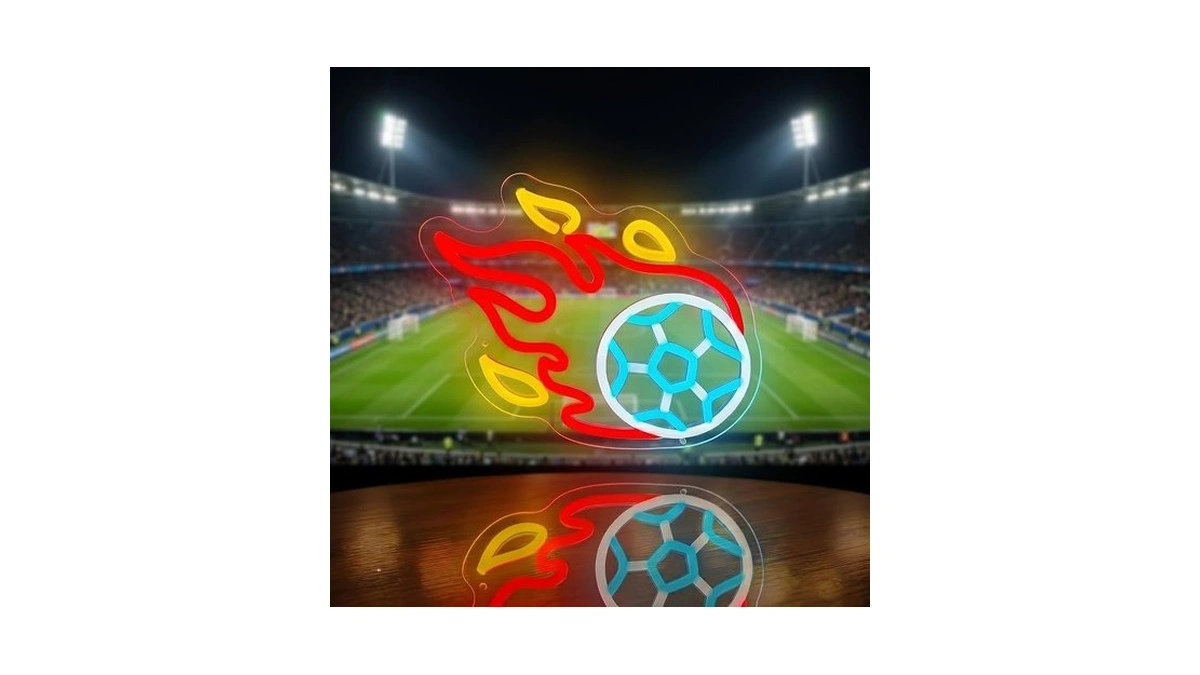 Flaming Soccer Ball Neon Sign, Dimmable Led Wall Decor Light,