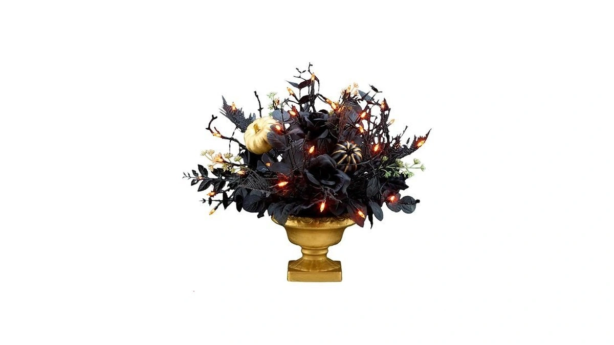National Tree Company, 16inch Artificial Chic Eek Black And Gold