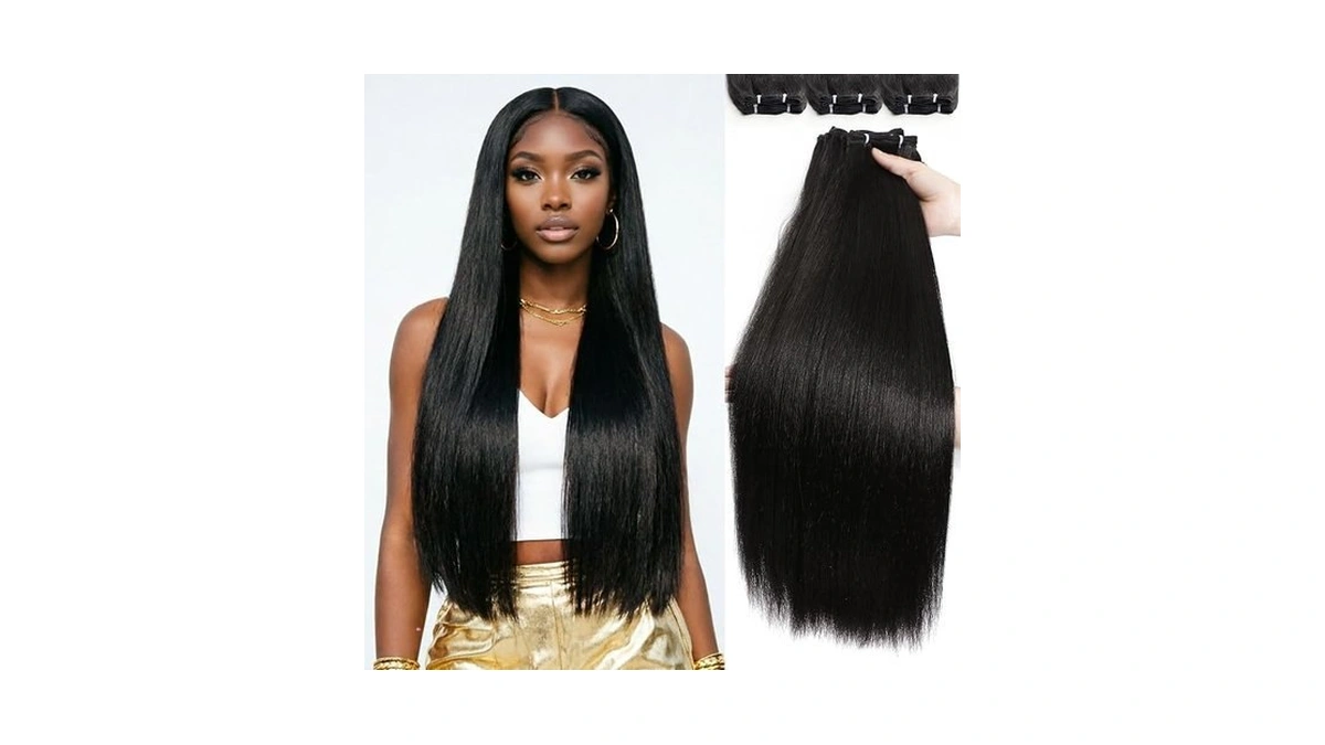 6 Bundles Yaki Straight Bundles Hair,human Blend Synthetic Hair (18
