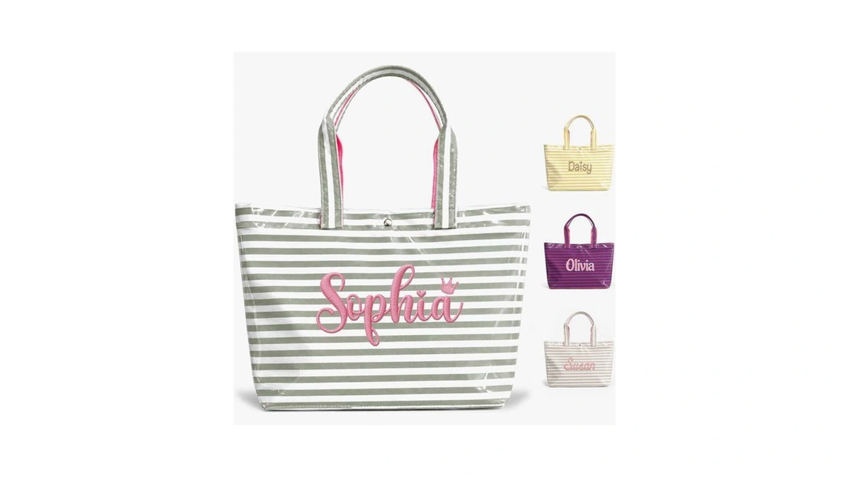 Donegalify Personalized Beach Tote Bag - Custom Name Waterproof Pvc