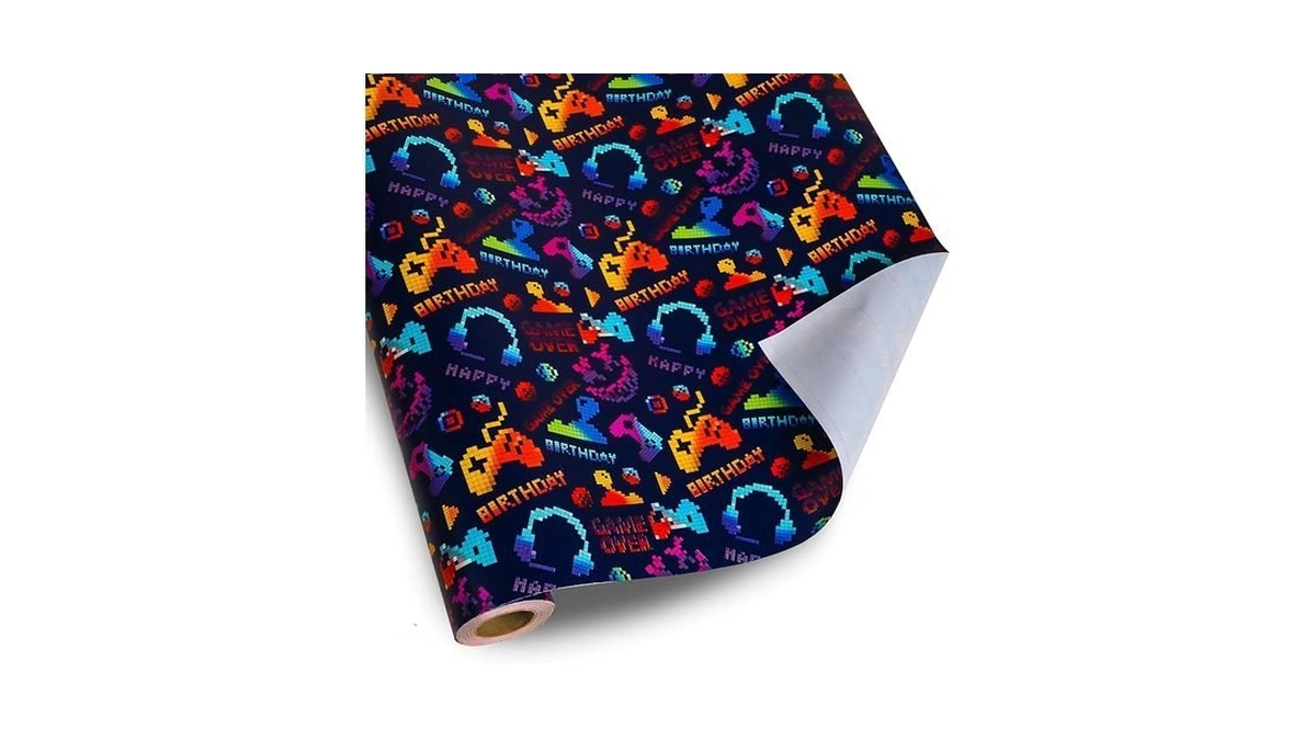 Dlyrroba Gaming Wrapping Paper Roll For Kids Boys - Colorful