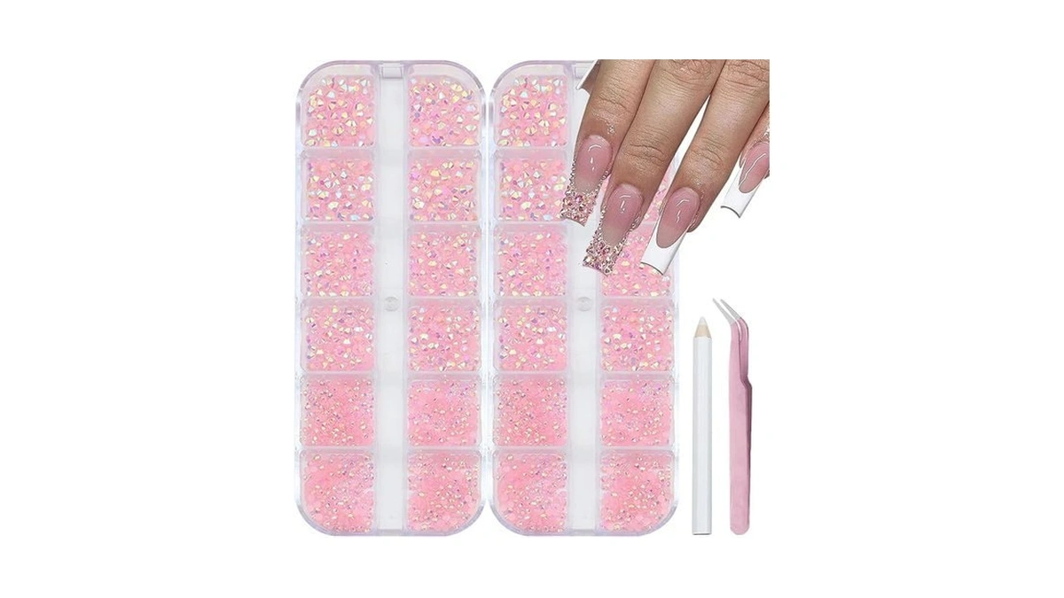 Semata Light Pink Ab Nail Art Rhinestones Flatback Nail Charms
