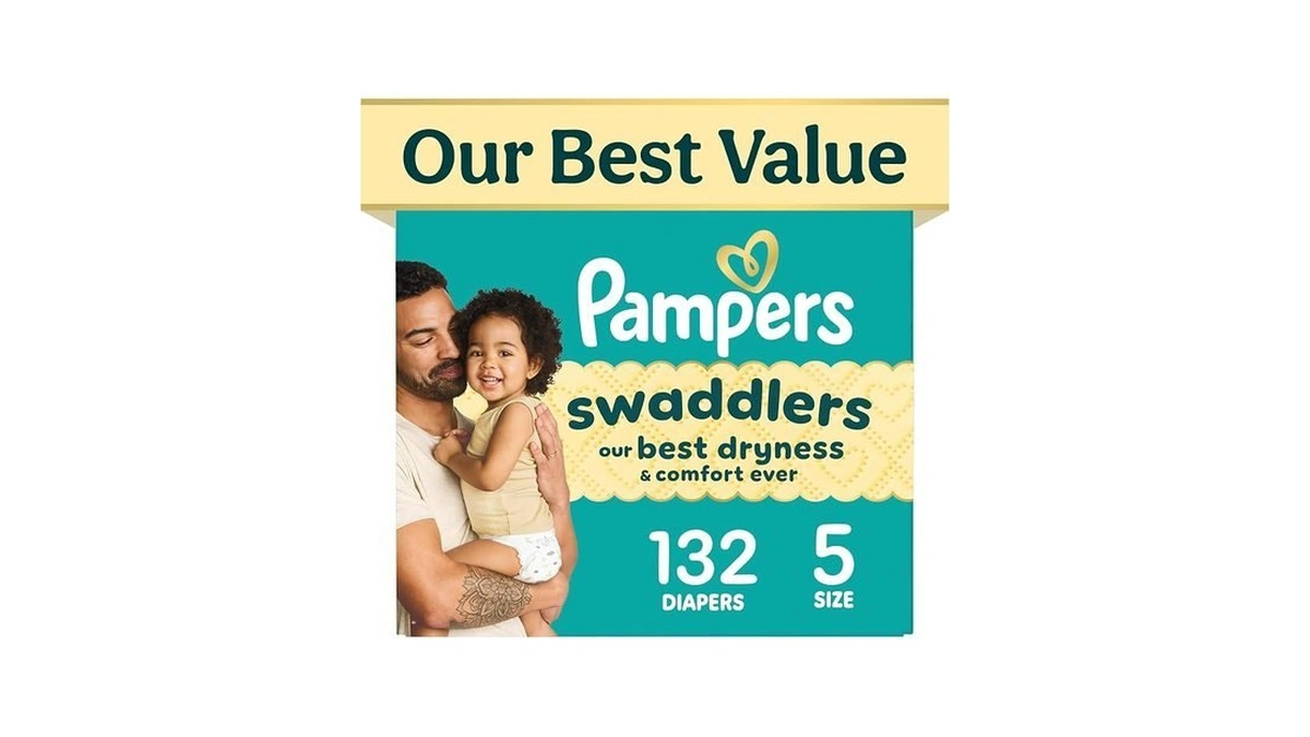 Pampers Swaddlers Diapers, Size 5 (20-37 Lbs), 132 Count, Fragrance
