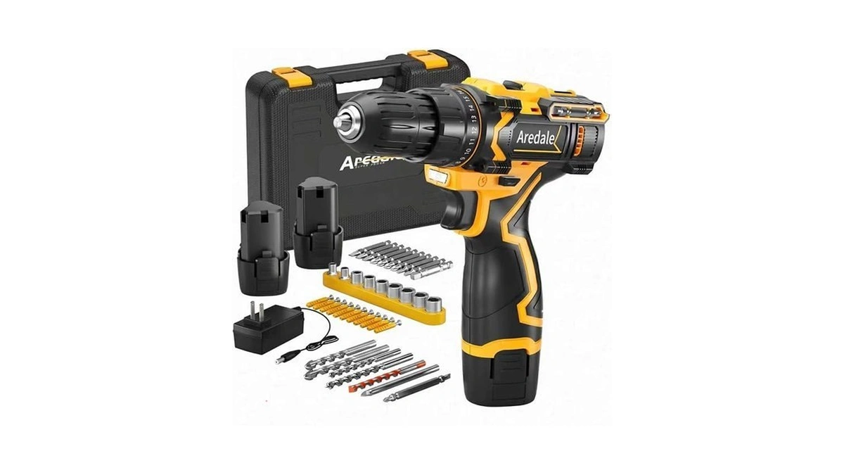 Aredale Cordless Drill Set, 12v Power Drill Driver With 2