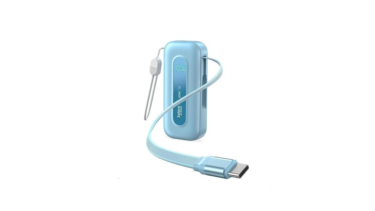 Selore&s-global Power Bank 10,000mah With Built-in Retractable Cable & C
