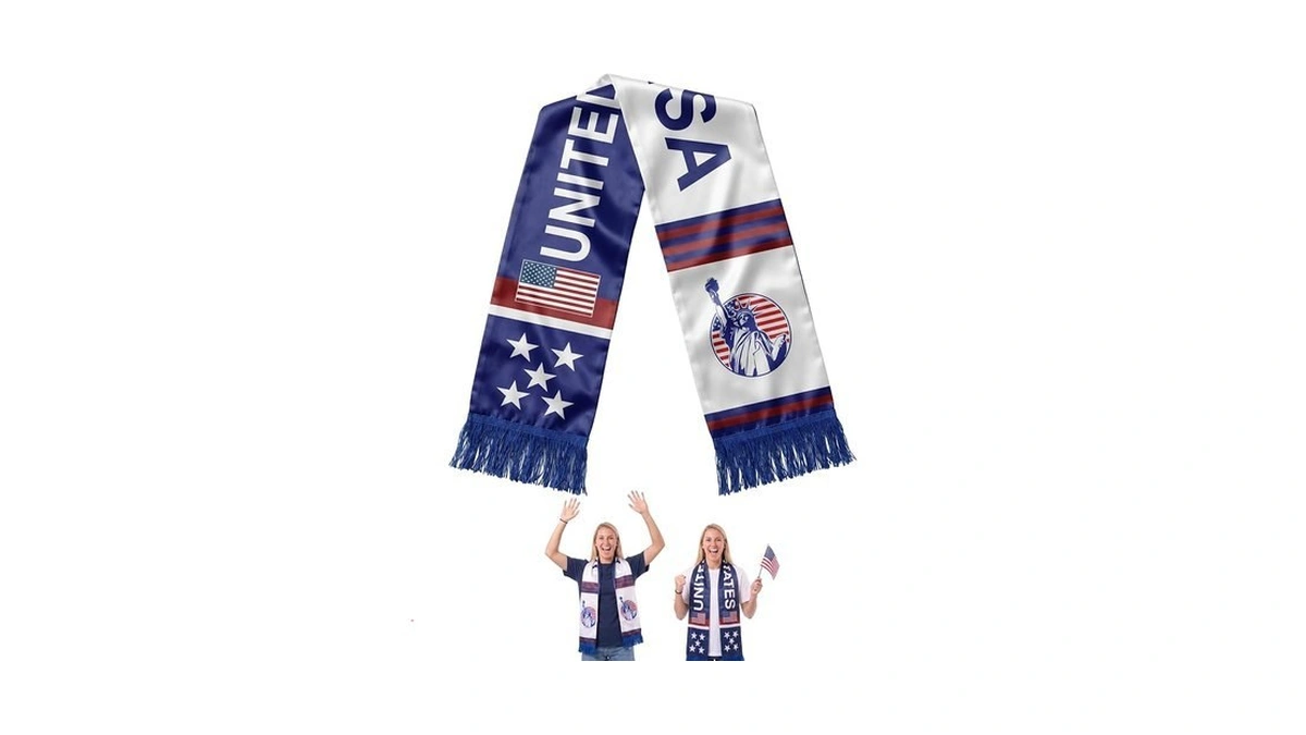 Kuqcy Us Soccer Scarf 55.1x6.7 Inch Satin Double Sided Blue