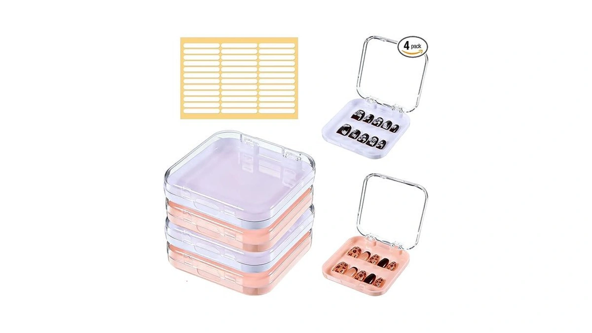 Fdczeyxior 4 Pcs Press On Nail Storage Box With 36