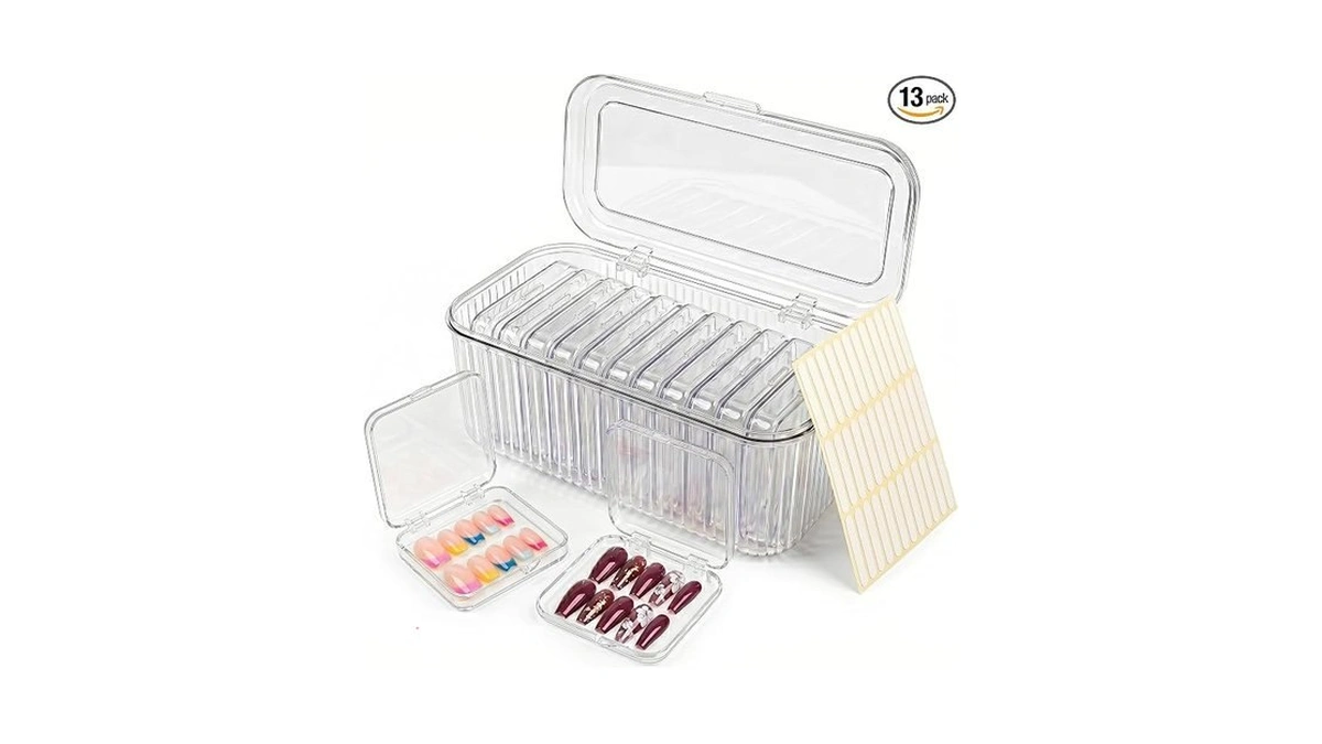 Kyvenly Press On Nail Organizer 12pcs 3.3in Nail Case And