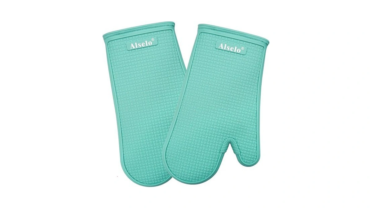 Alselo Oven Mitts Heat Resistant Silicone Kitchen Gloves For 550