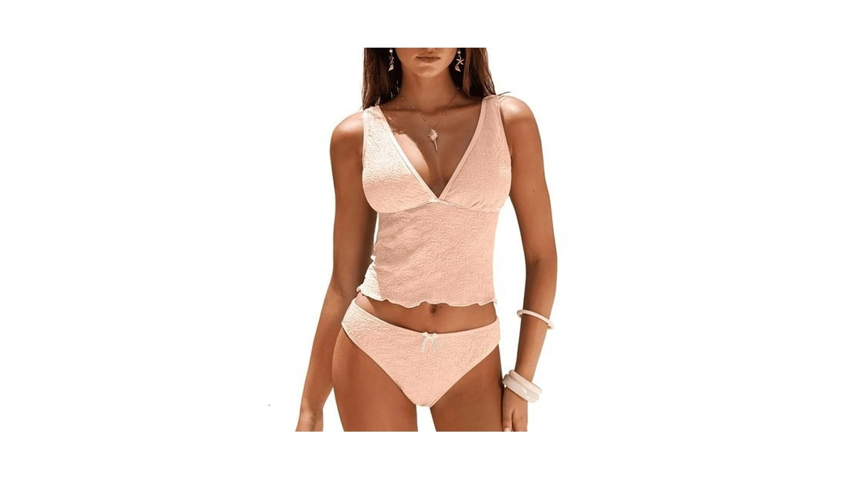 Zaful Cute Tankini Swimsuits For Women High Cut Lace Bathing