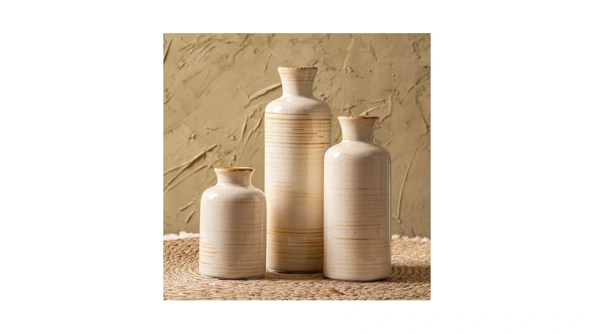Ceramic Vases Set Of 3, Minimalist Decorative Flower Vases For