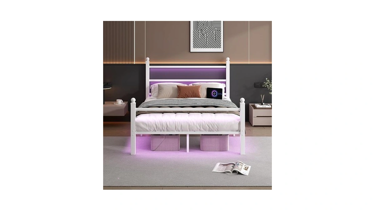 Clibfeng Queen Size Bed Frame With Headboard And Footboard,steel Slats