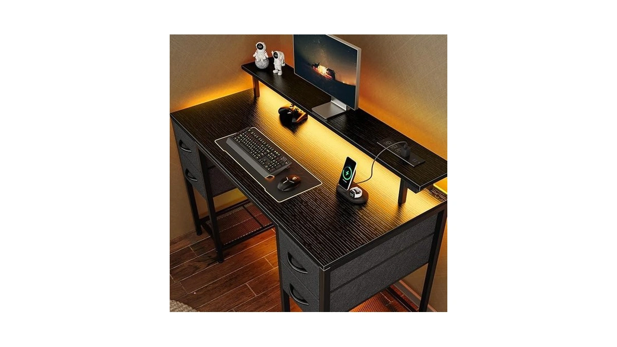 Huuger 47 Inch Computer Desk With 4 Drawers, Gaming Desk