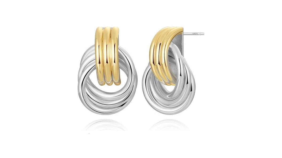 Fslead Two Tone Stud Earrings