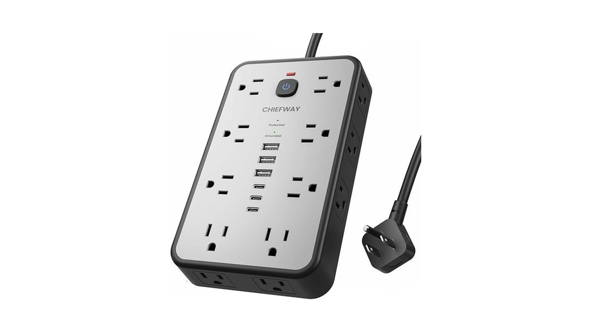 Surge Protector Power Strip - 6ft Flat Plug Extension Cord
