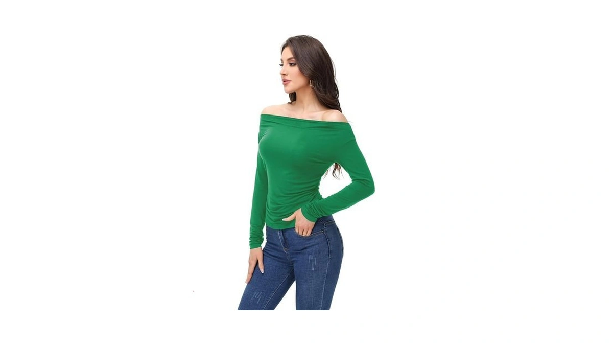 Women's Casual Long Sleeve Ruched Waist Boat Neck Off Shoulder