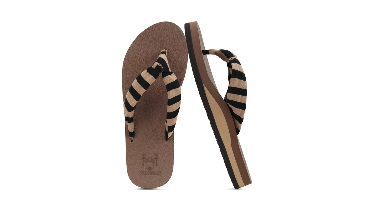 Kuailu Flip Flops Women Arch Support Yoga Mat Comfortable Summer