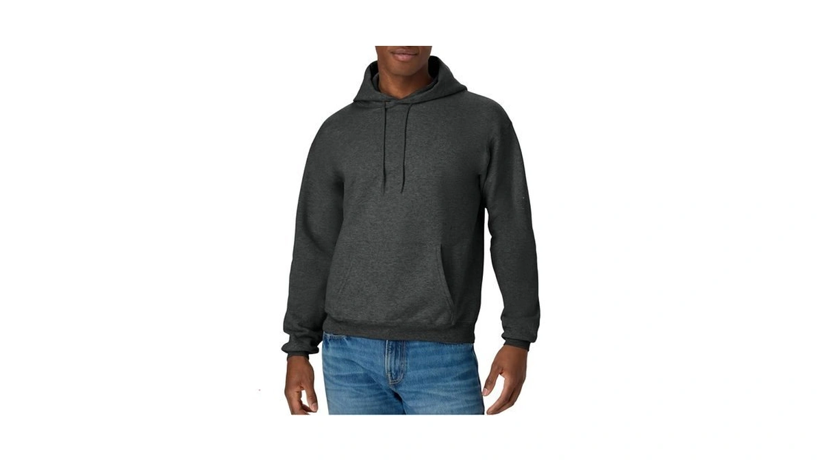 Hanes Mens Pullover Ecosmart Hooded Sweatshirt Hoody, Charcoal Heather, Large