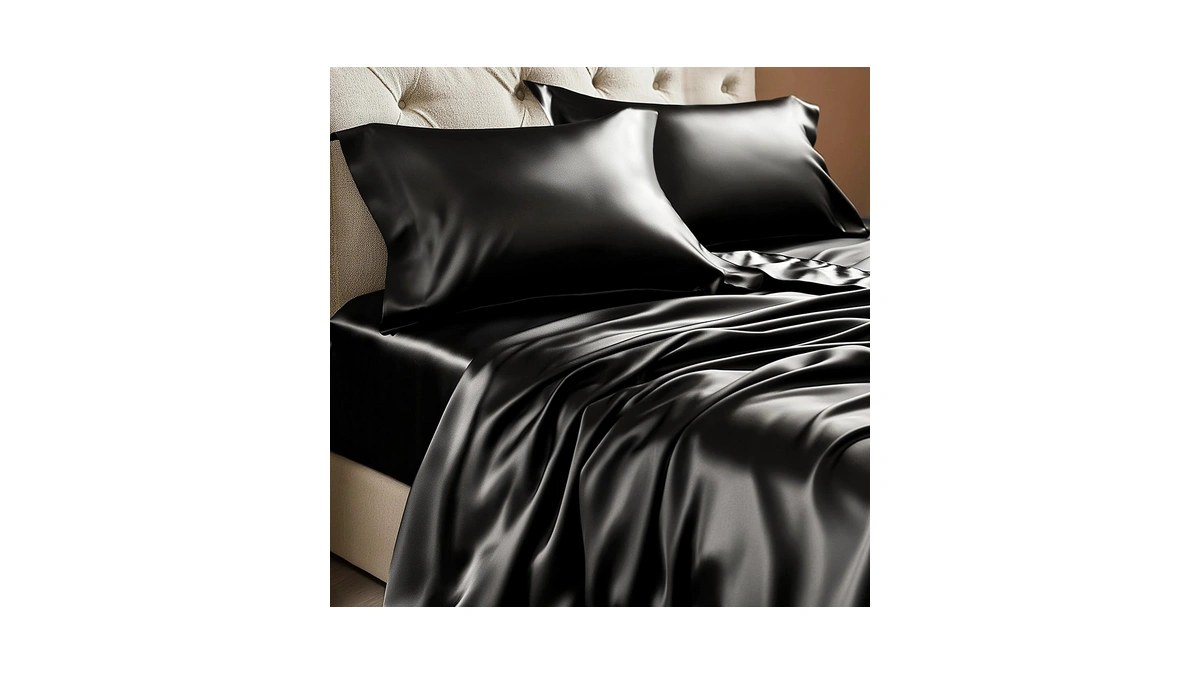 Bedelite Satin Sheets Queen Size Bed Set, Luxury Soft Black