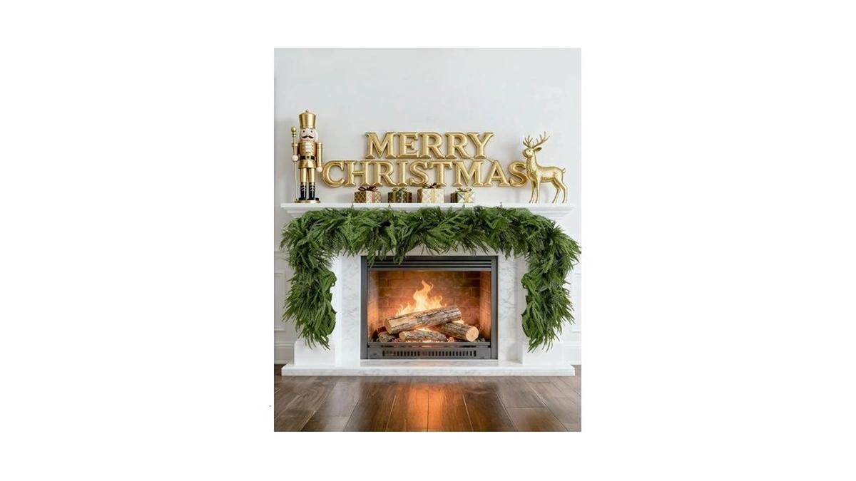 Homchy 12ft (2 * 6ft) Artificial Christmas Garland, Real Touch