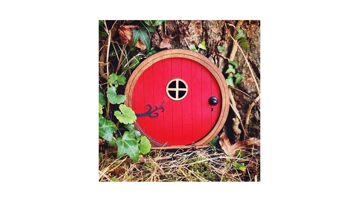 Red Fairy Garden Door For Tree, Fairy Doors For Trees
