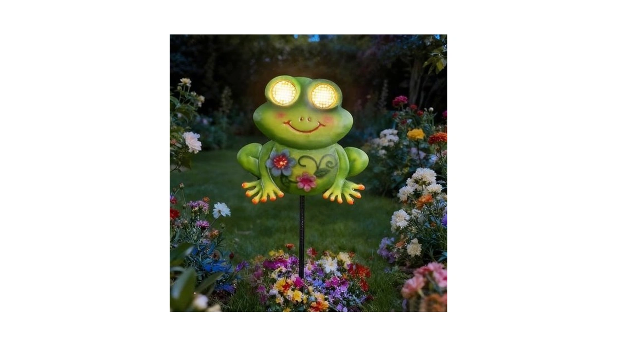 Solar Garden Lights Outdoor, Frog Pathway Lights With Blinking Eyes,