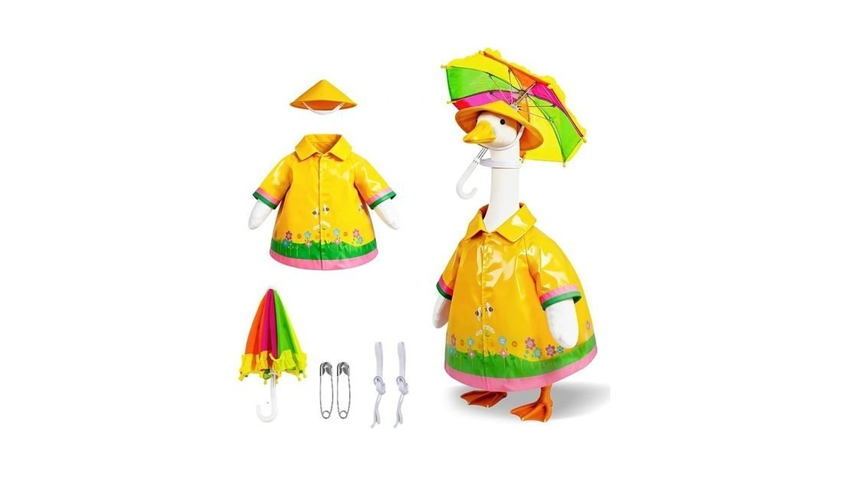 Joyxzacp Raincoat Porch Goose Outfits, Yellow Raincoats Costume With Umbrella